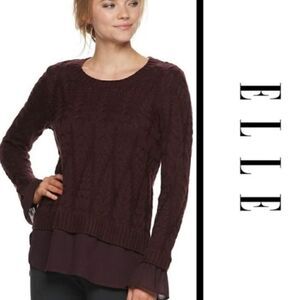Elle XS cable knit mock layer sweater